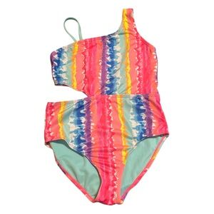 NWOT Breaking Waves Swimsuit; One Piece; Tie Dye; Rainbow; Girls Size 14; Color